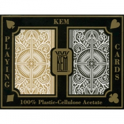 Karty KEM brydżowe Jumbo - czarno-złote - 100% plastik USPCC